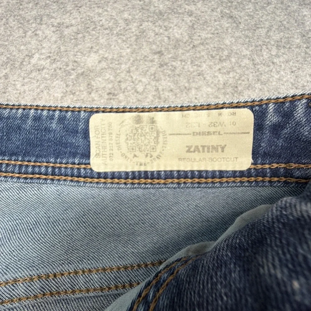 Diesel Mens Jeans 32x32 (Fits 34x31) Blue Zatiny Regular Bootcut Stone Wash